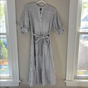 NWT Gap Striped Gray Midi Dress Size Small